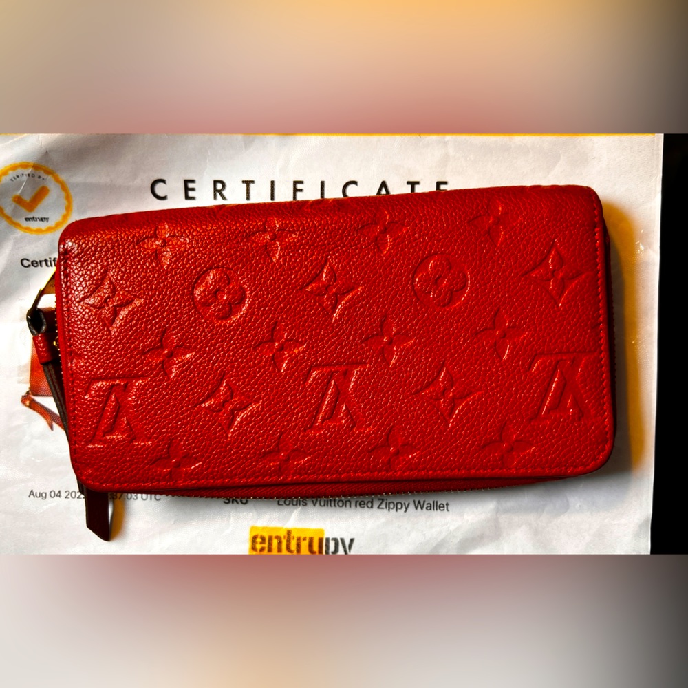 Authentic LOUIS VUITTON Empreinte Zippy Wallet Scarlet